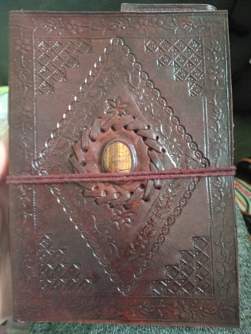 Leather Journal- Tigers Eye Gem